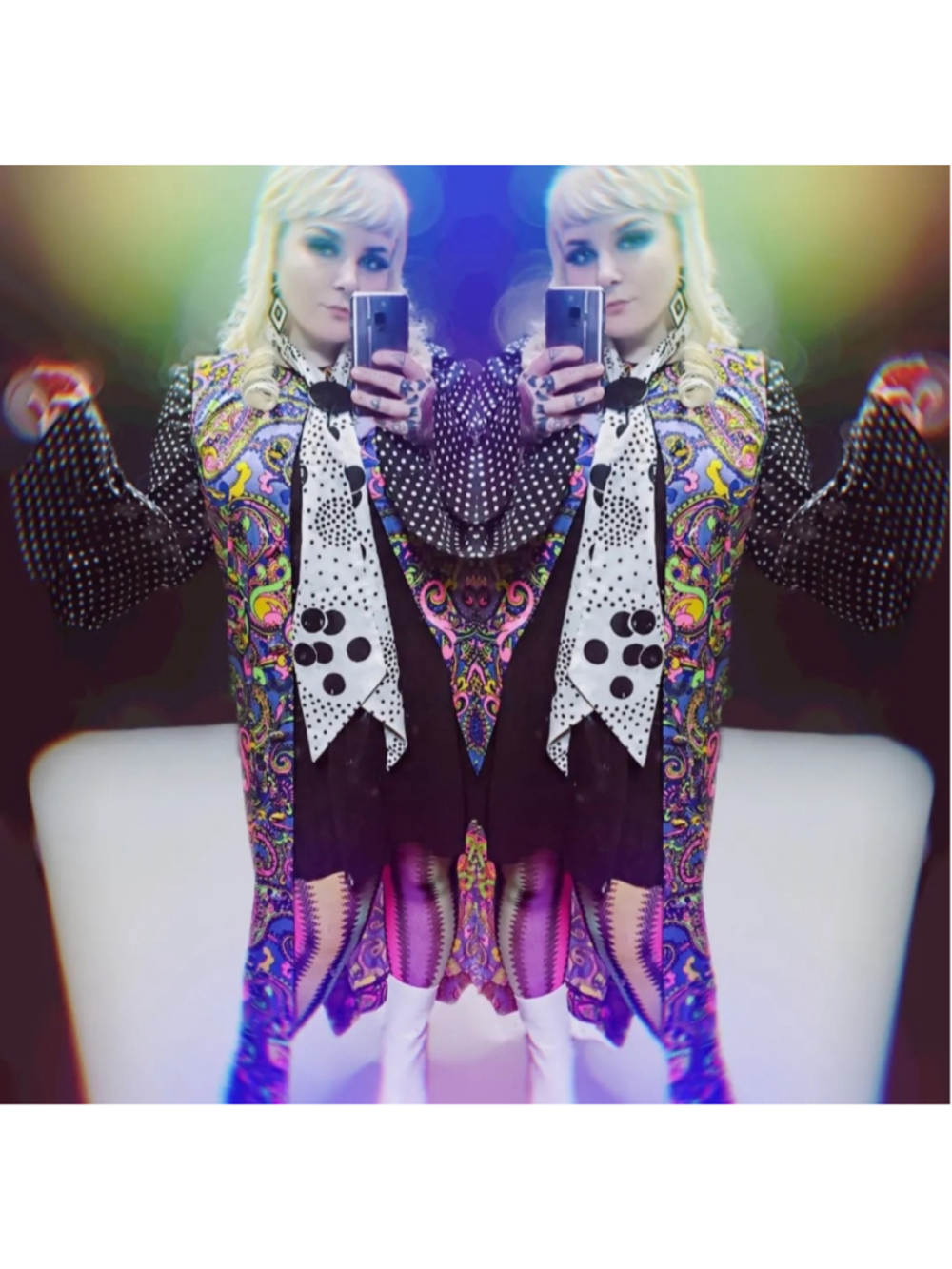 Vintage 70s Psychedelic Neon Day Glow Paisley Print Vest Maxi Dress